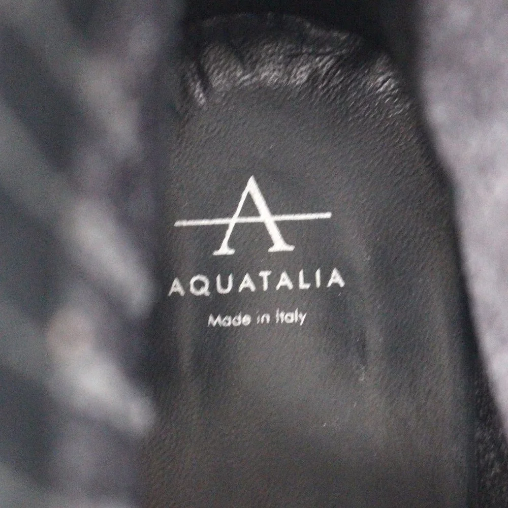 Aquatalia Oribella Grey Suede Leather Side Zip Chelsea Boots 12 Black Heel Shoes